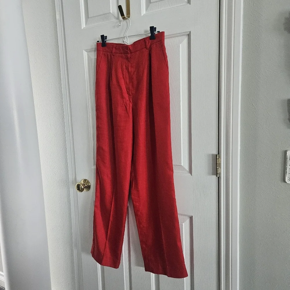 Vintage Ralph Lauren Red Linen Trousers - Picture 2 of 12